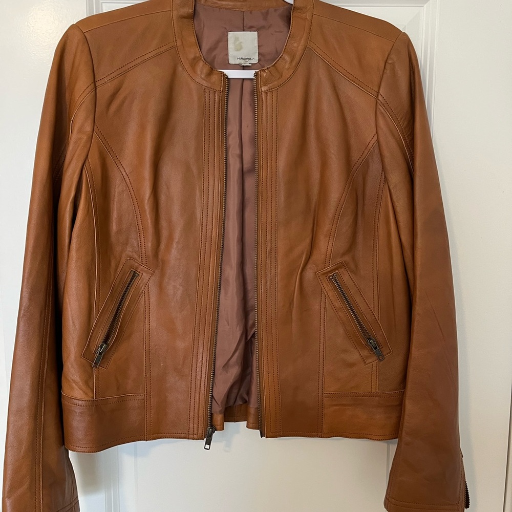 Halogen Tan Leather Jacket - Picture 3 of 4